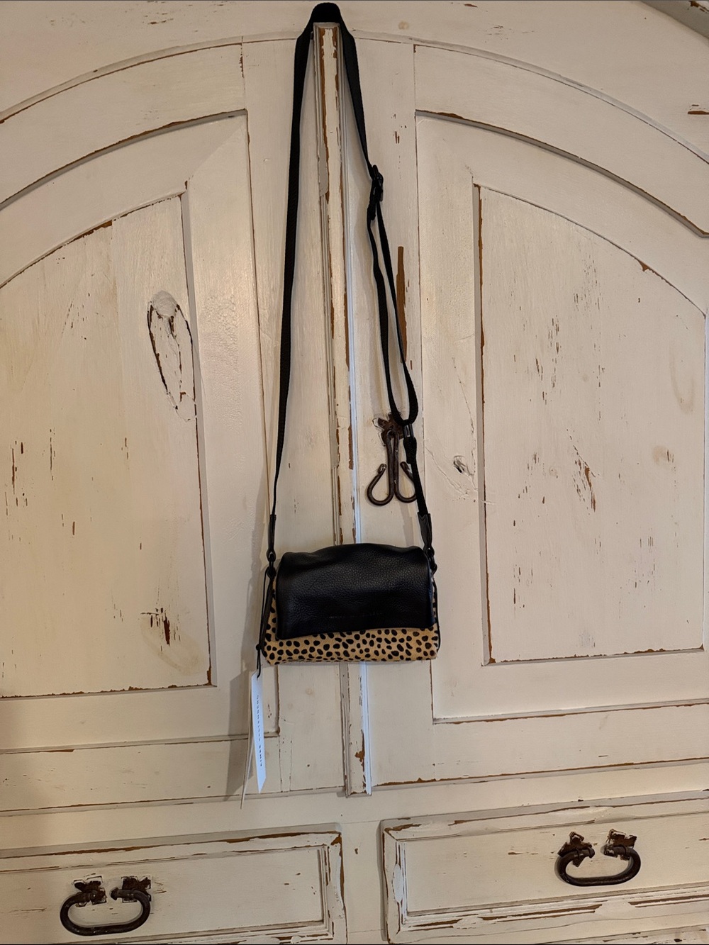 Aimee Kestenberg Black and Leopard Crossbody Purse